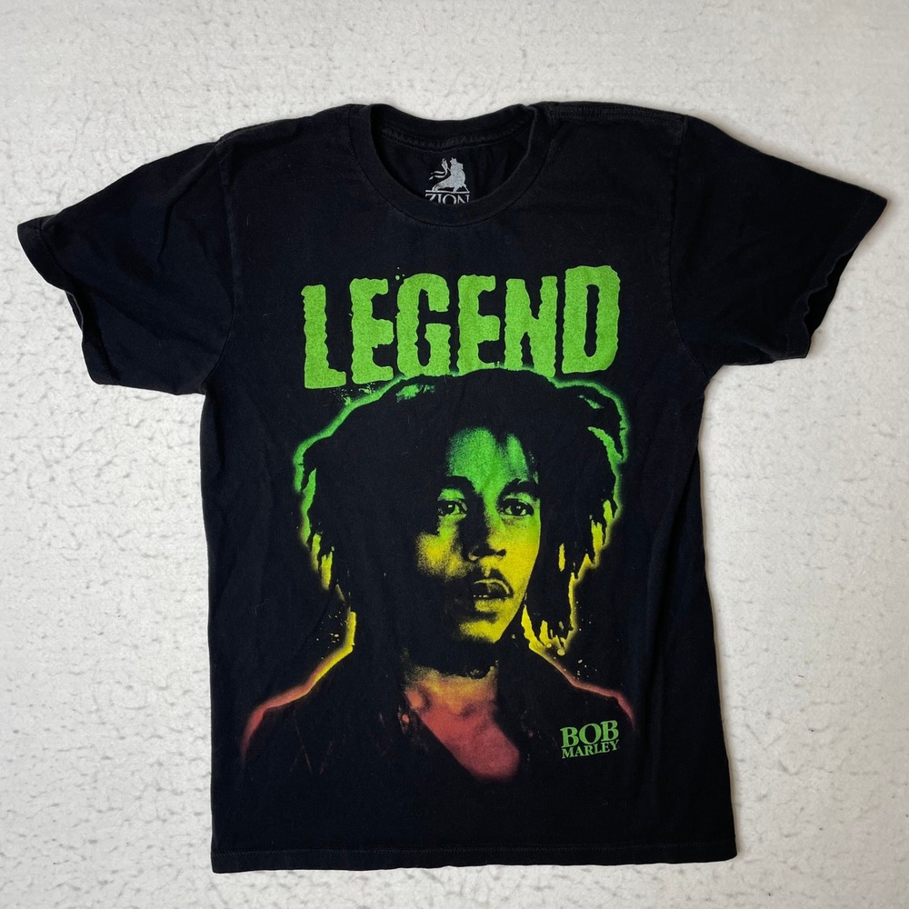 Zion Bob Marley‎ Legend Graphic T-Shirt Mens Small Black Cotton Reggae Tee 2014
